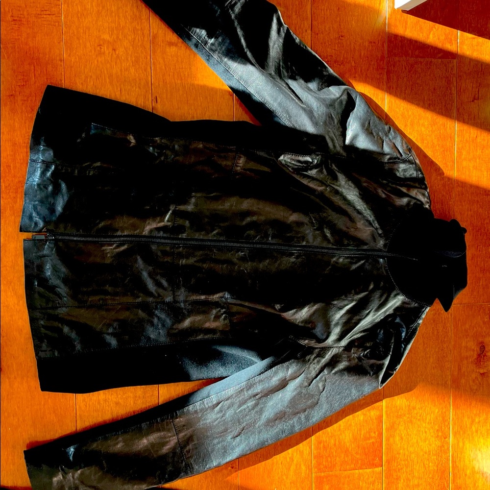 Black leather jacket, like new
